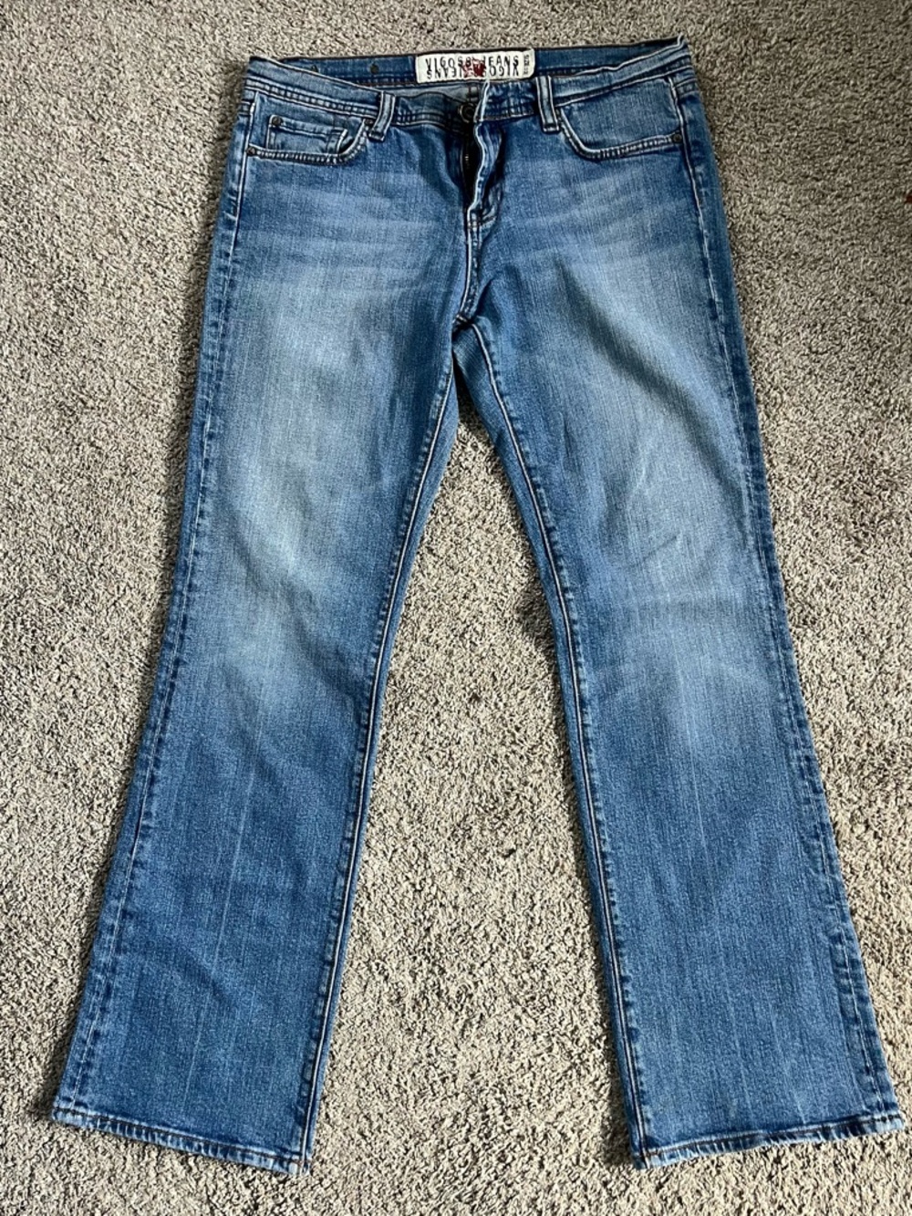 Vigoss Y2K Mid Rise Women's/Juniors Size 13 Boot Cut Jeans in Medium Blue Wash